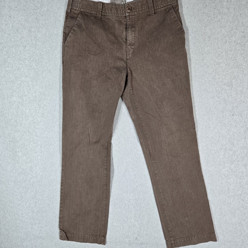 Fossil Men Pants 32X32 Brown Striped Chino Twill Straight Mid Rise 30" Inseam